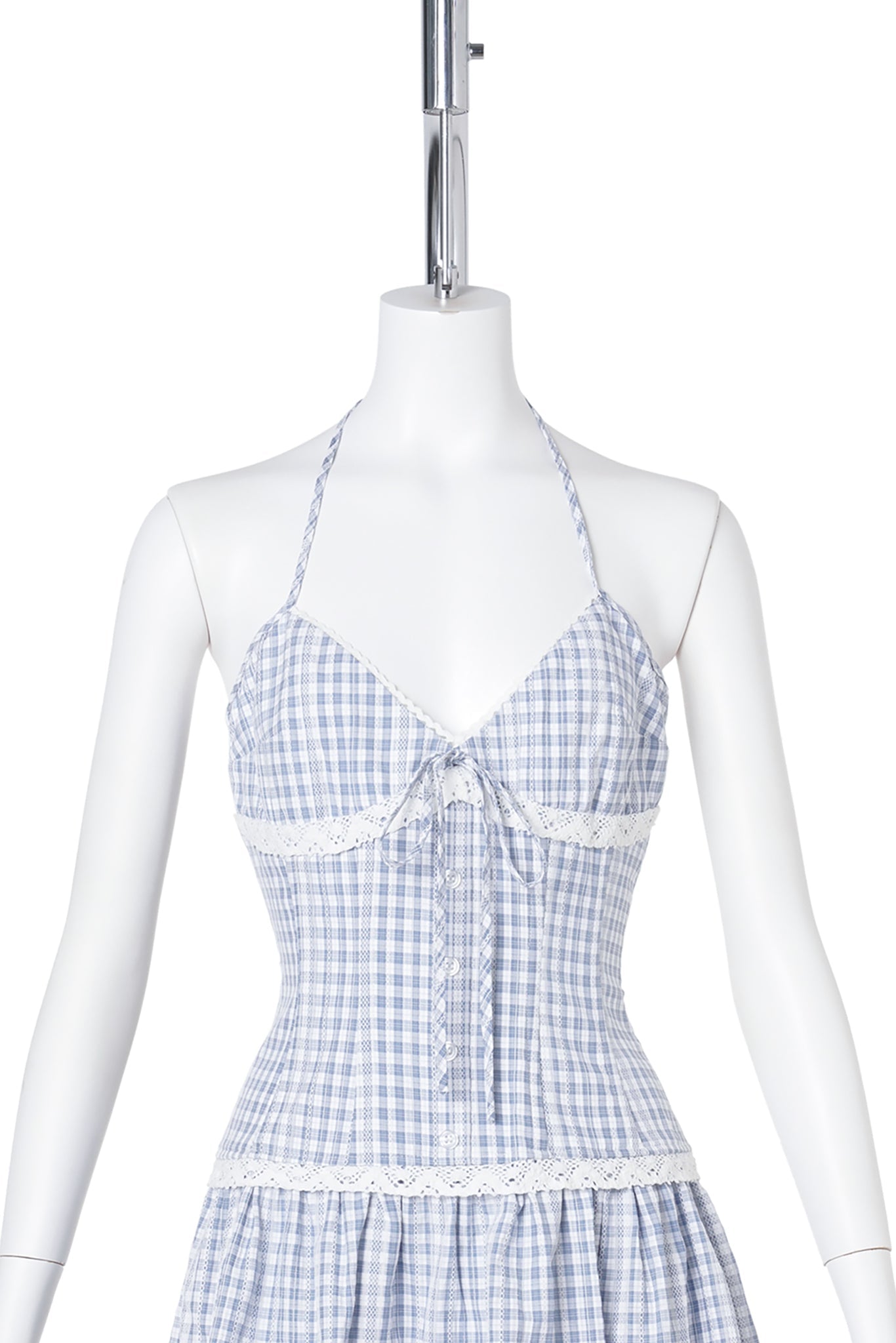 MARINI GINGHAM MINI DRESS / BLUE/WHITE