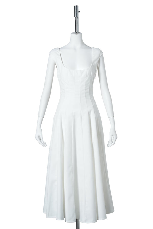 LEILA TWILL DRESS / 102:IVORY