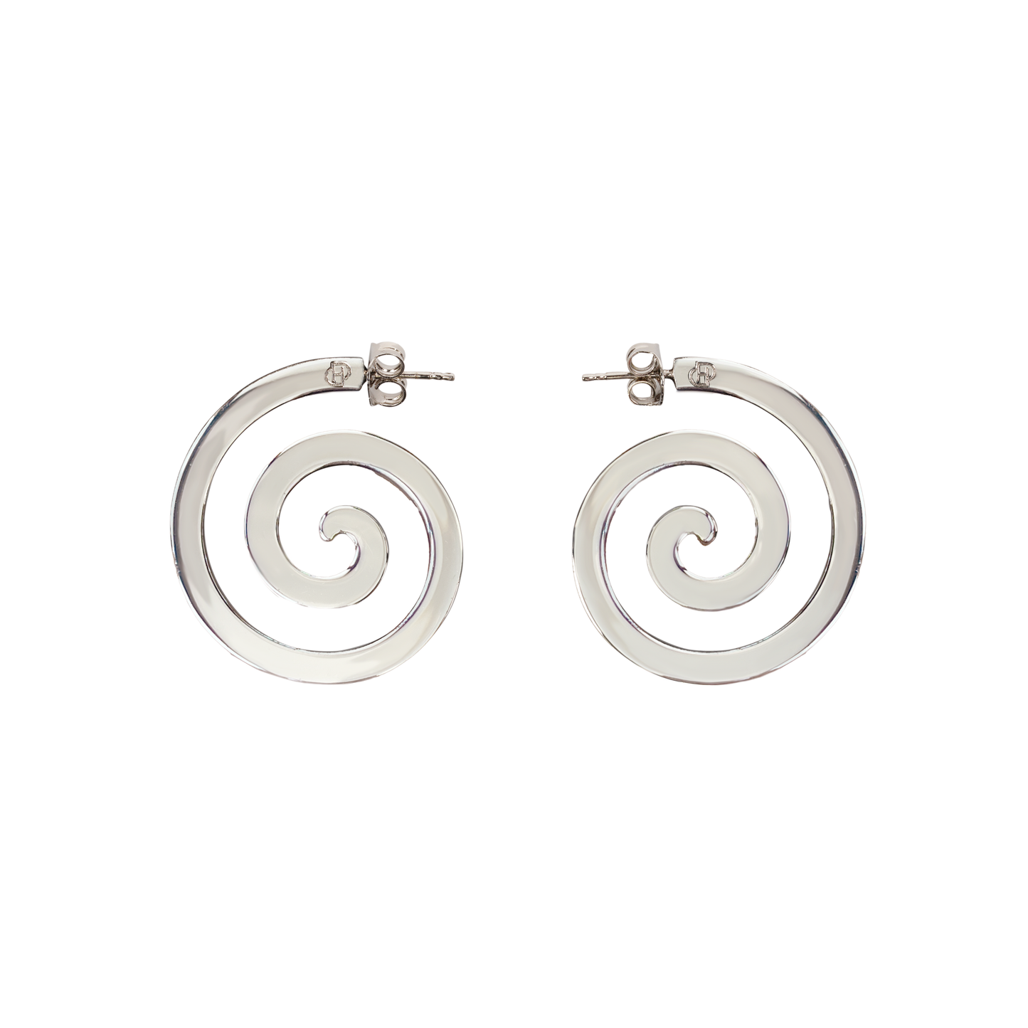 SWIRL HOOPS / SILVER/BLACK