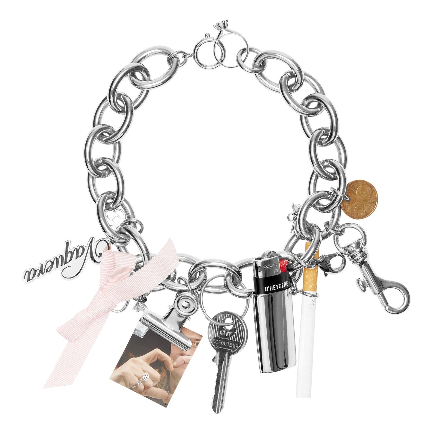 D’HEYGERE x VAQUERA CHARM NECKLACE 2.0 / SILVER/WHITE