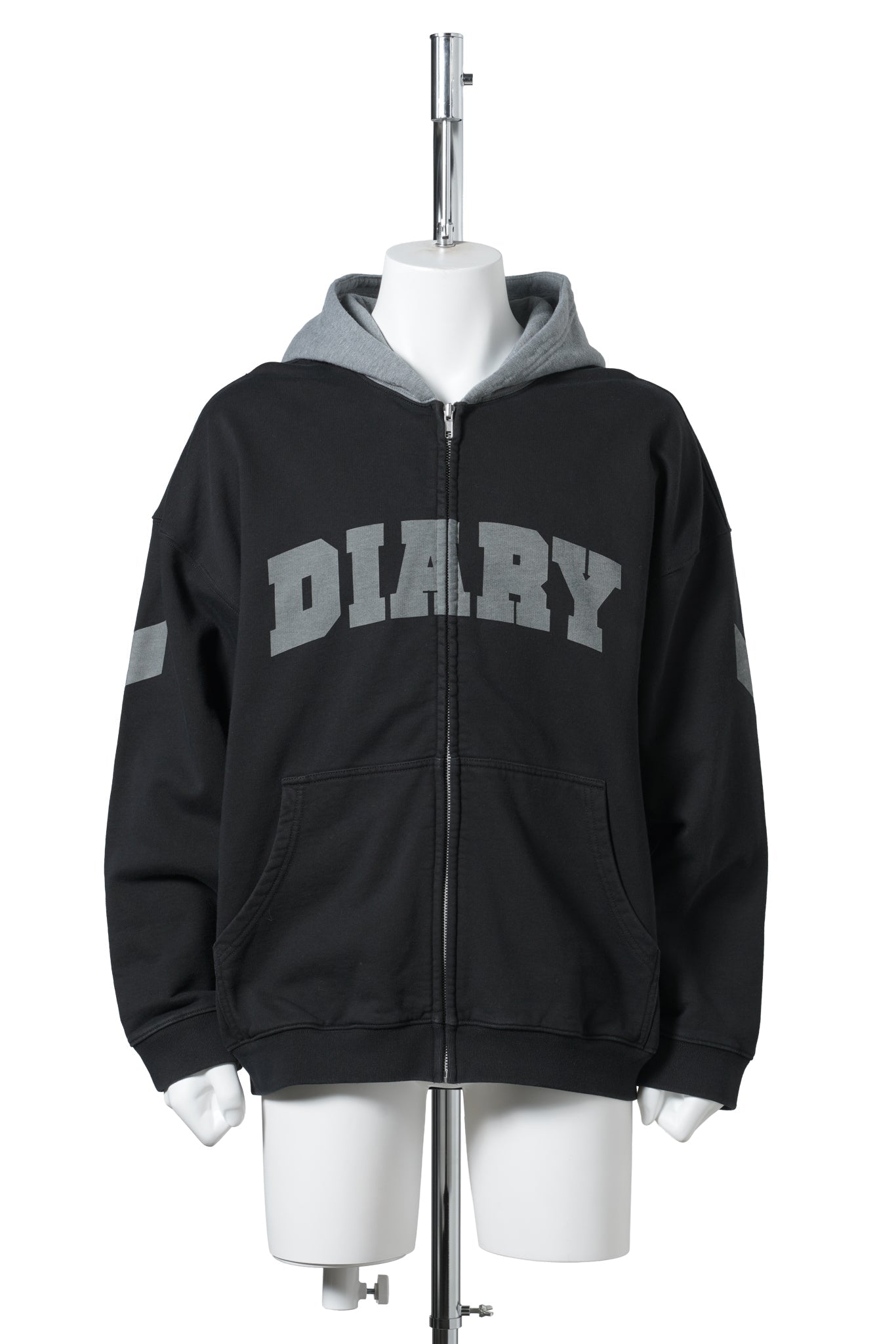 ARCH LOGO ZIP HOODIE / BLACK