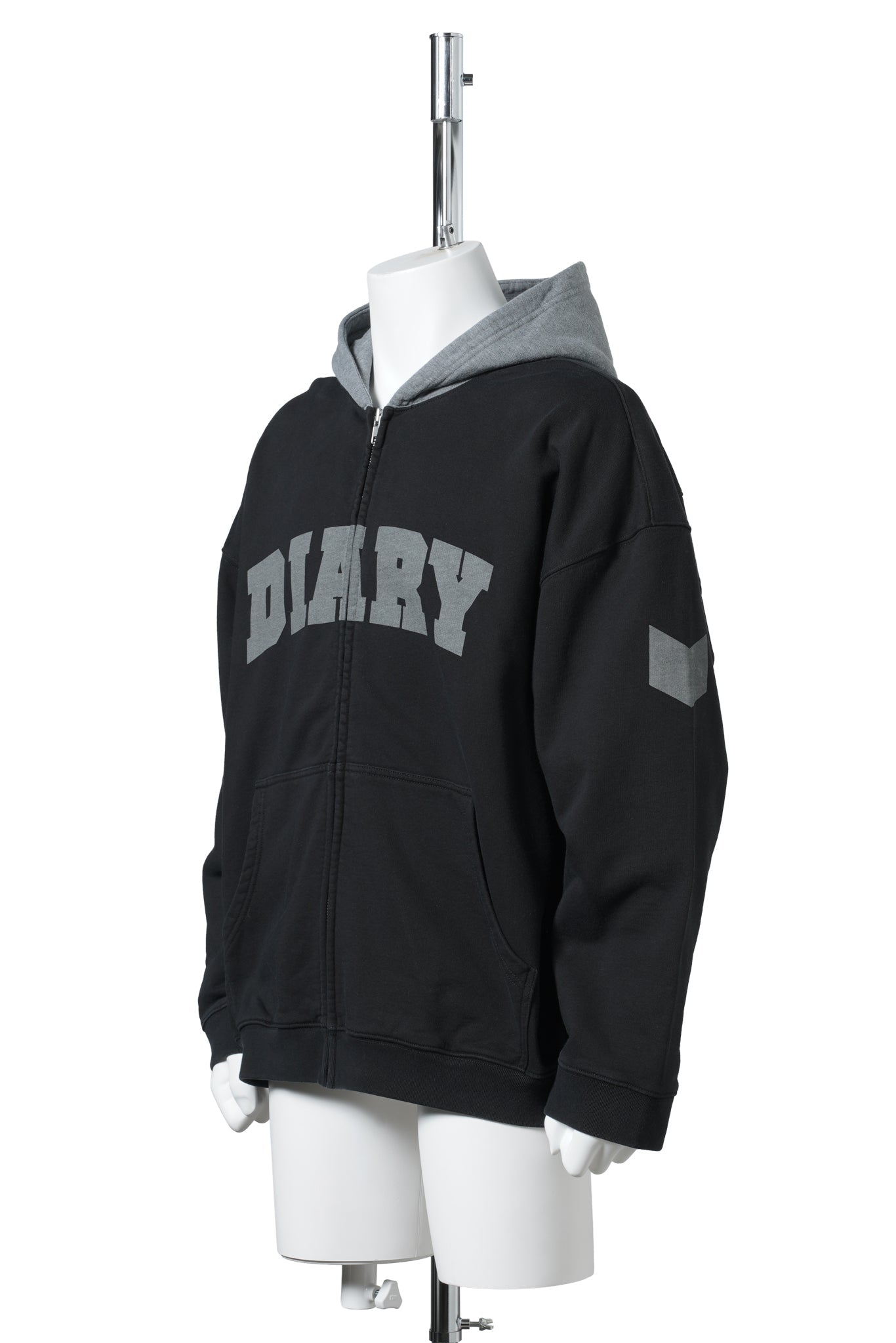 ARCH LOGO ZIP HOODIE / BLACK