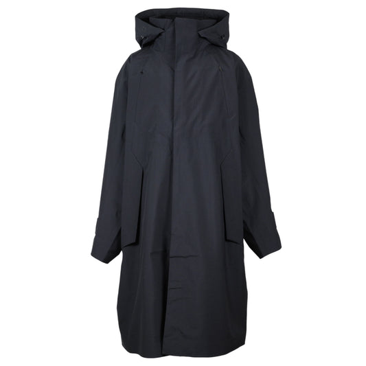 HARD SHELL HOODED WOOL COAT / BK00