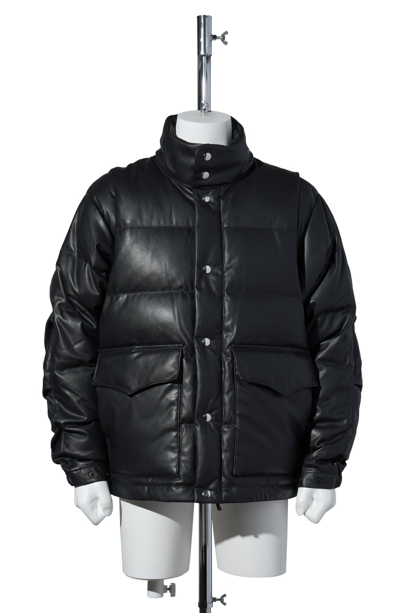 TECH 2WAY SYNTHETIC SKIN DOWN JACKET / BLACK