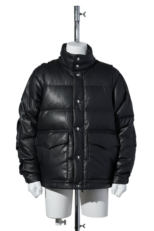 TECH 2WAY SYNTHETIC SKIN DOWN JACKET / BLACK
