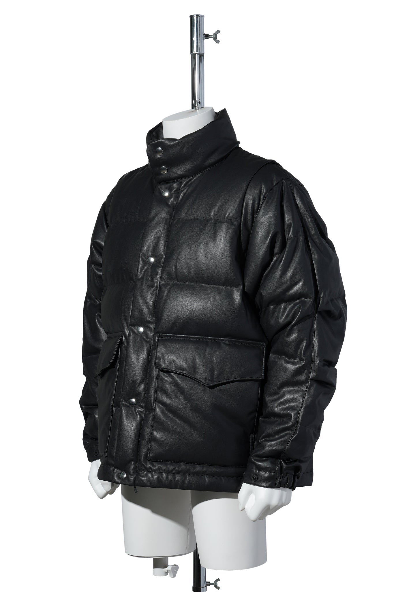 TECH 2WAY SYNTHETIC SKIN DOWN JACKET / BLACK