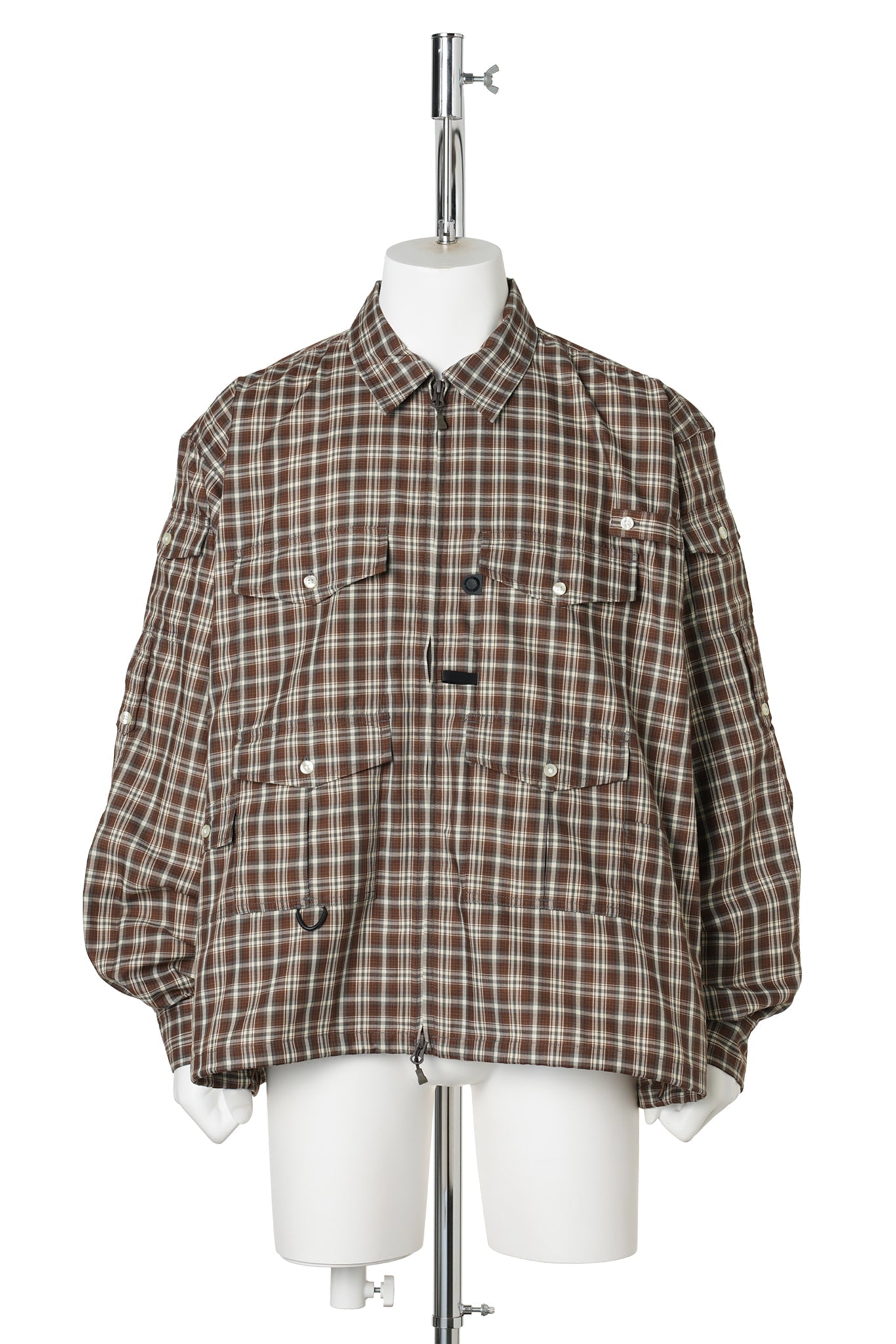 TECH ZIP ANGLER SHIRT L/S PLAIDS / BROWN