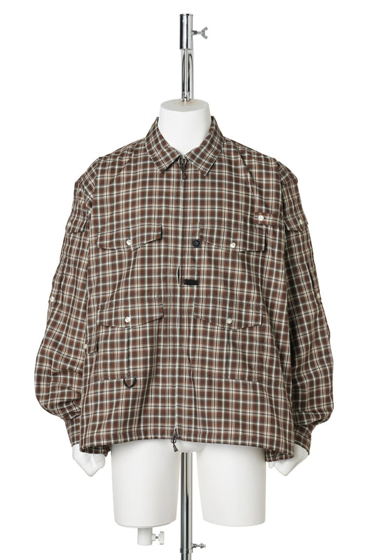 TECH ZIP ANGLER SHIRT L/S PLAIDS / BROWN