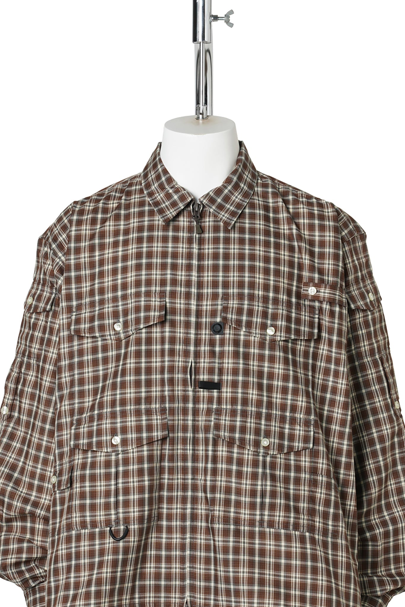 TECH ZIP ANGLER SHIRT L/S PLAIDS / BROWN