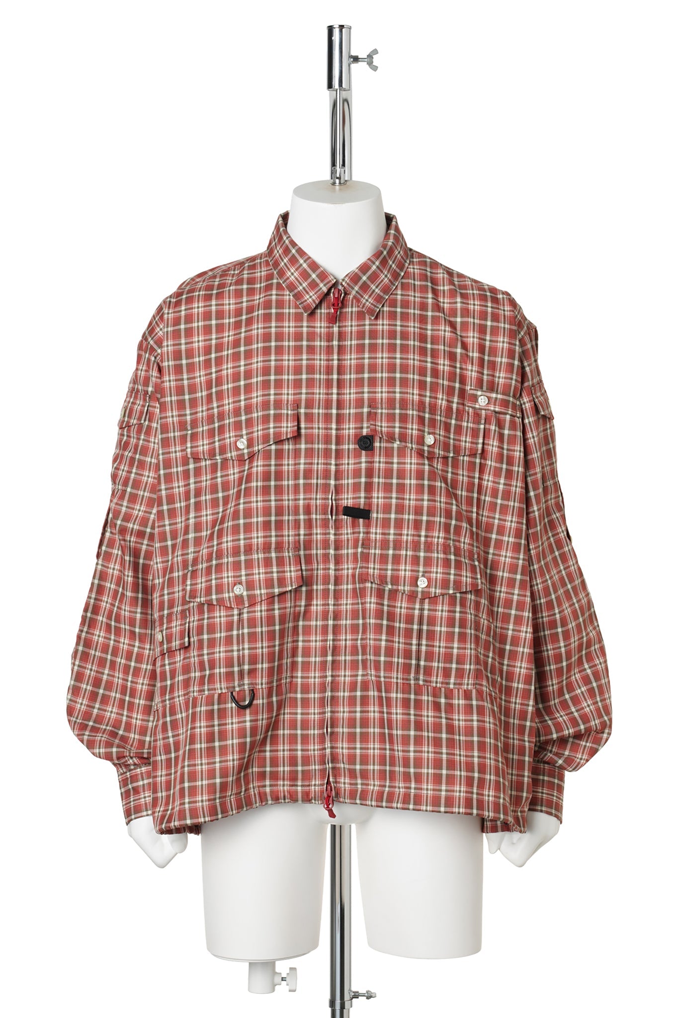 TECH ZIP ANGLER SHIRT L/S PLAIDS / RED