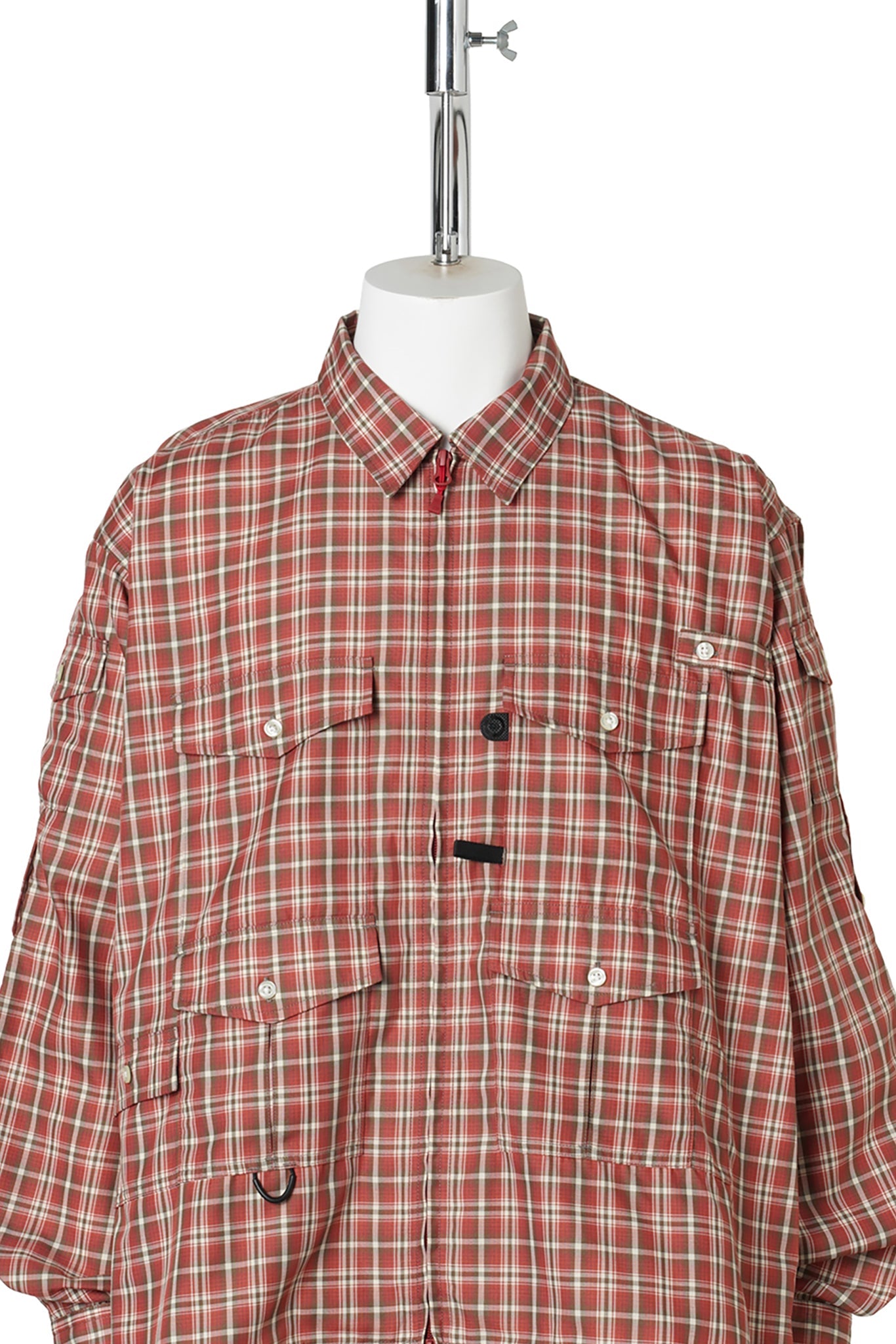 TECH ZIP ANGLER SHIRT L/S PLAIDS / RED