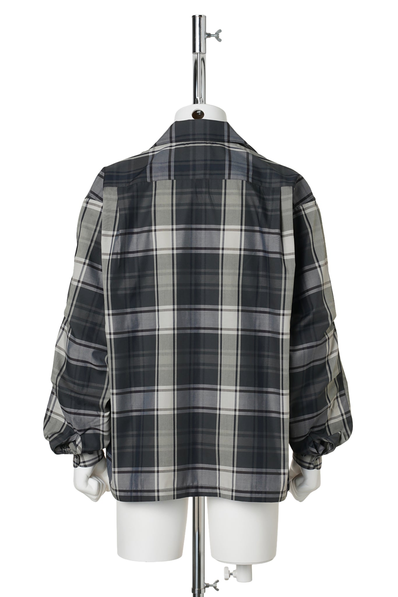 TECH SPORTS OPEN COLLAR SHIRT L/S BIG TARTAN / BLACK