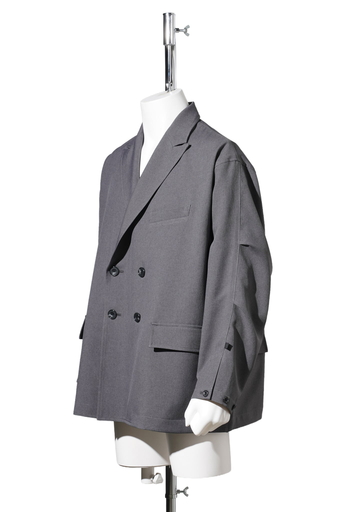 TECH DOUBLE-BREASTED JACKET / CHARCOAL
