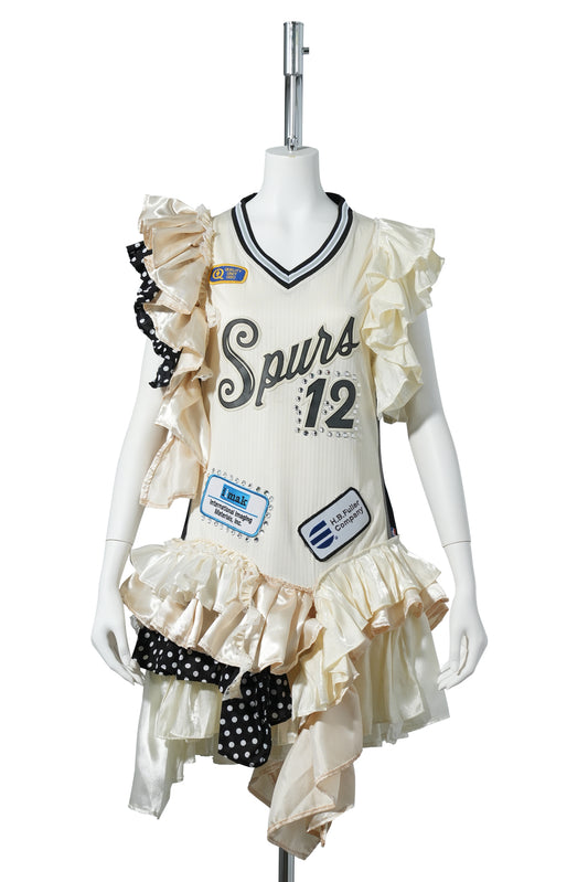 SPURS12 POLKA DOT DRESS / CREAM