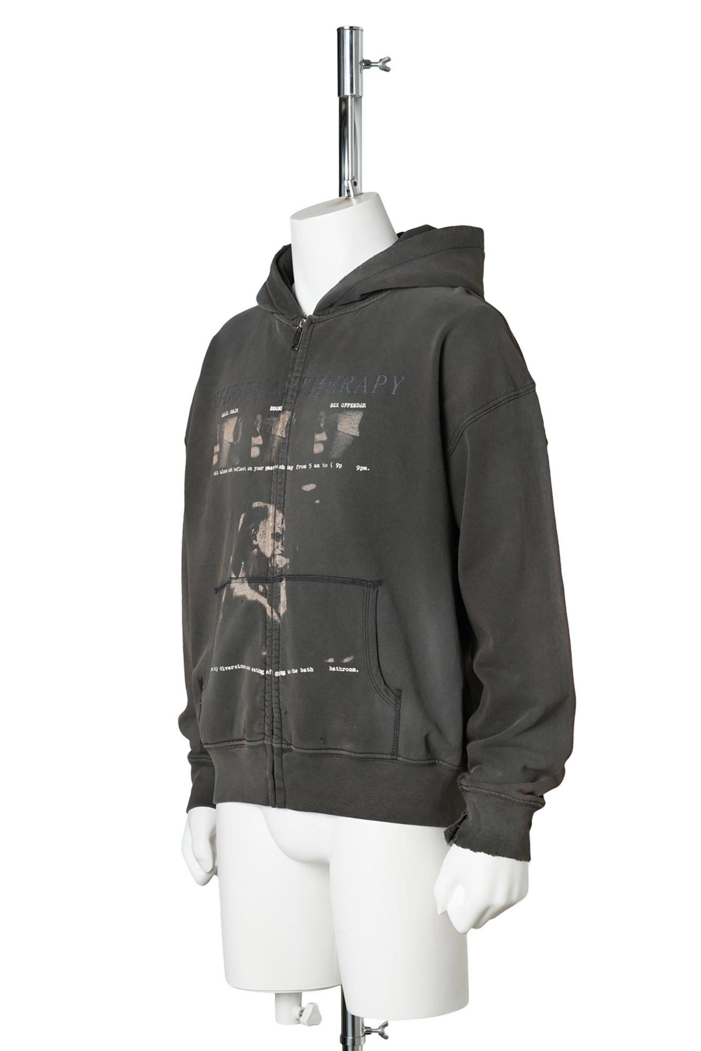 SPIRITUAL THERAPY ZIP UP HOODIE / WASHED BLACK