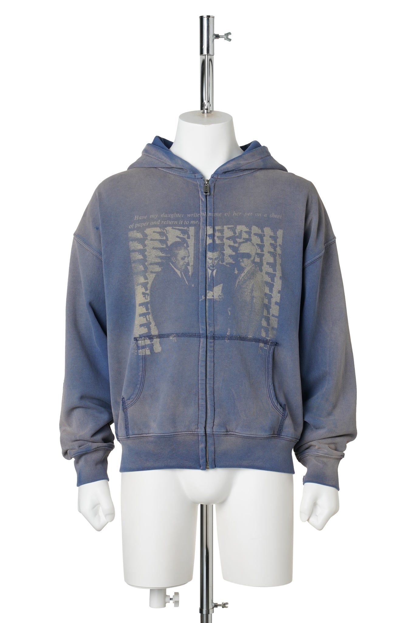 DAUGHTER'S PET ZIP UP HOODIE / WASHED BLUE
