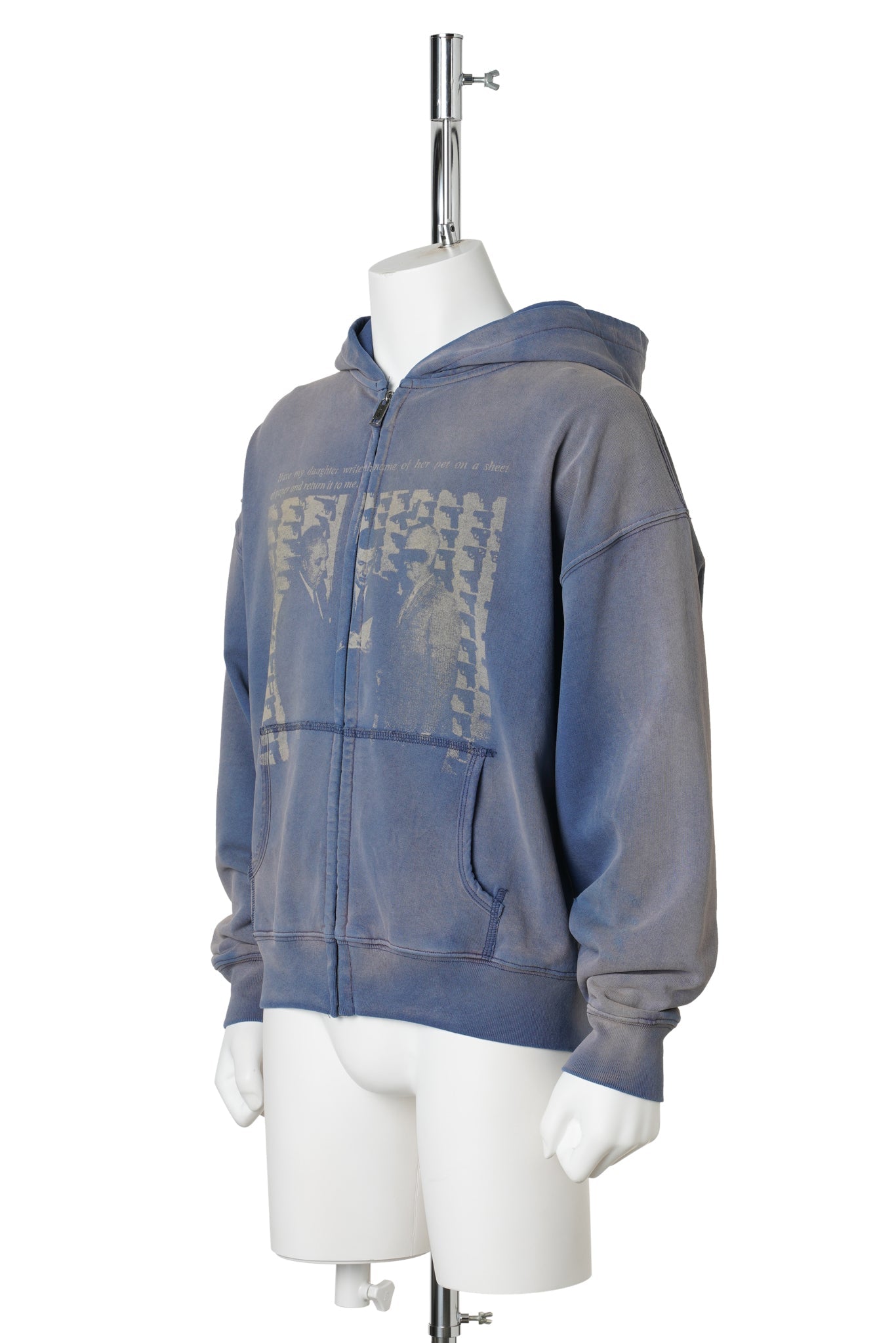 DAUGHTER'S PET ZIP UP HOODIE / WASHED BLUE