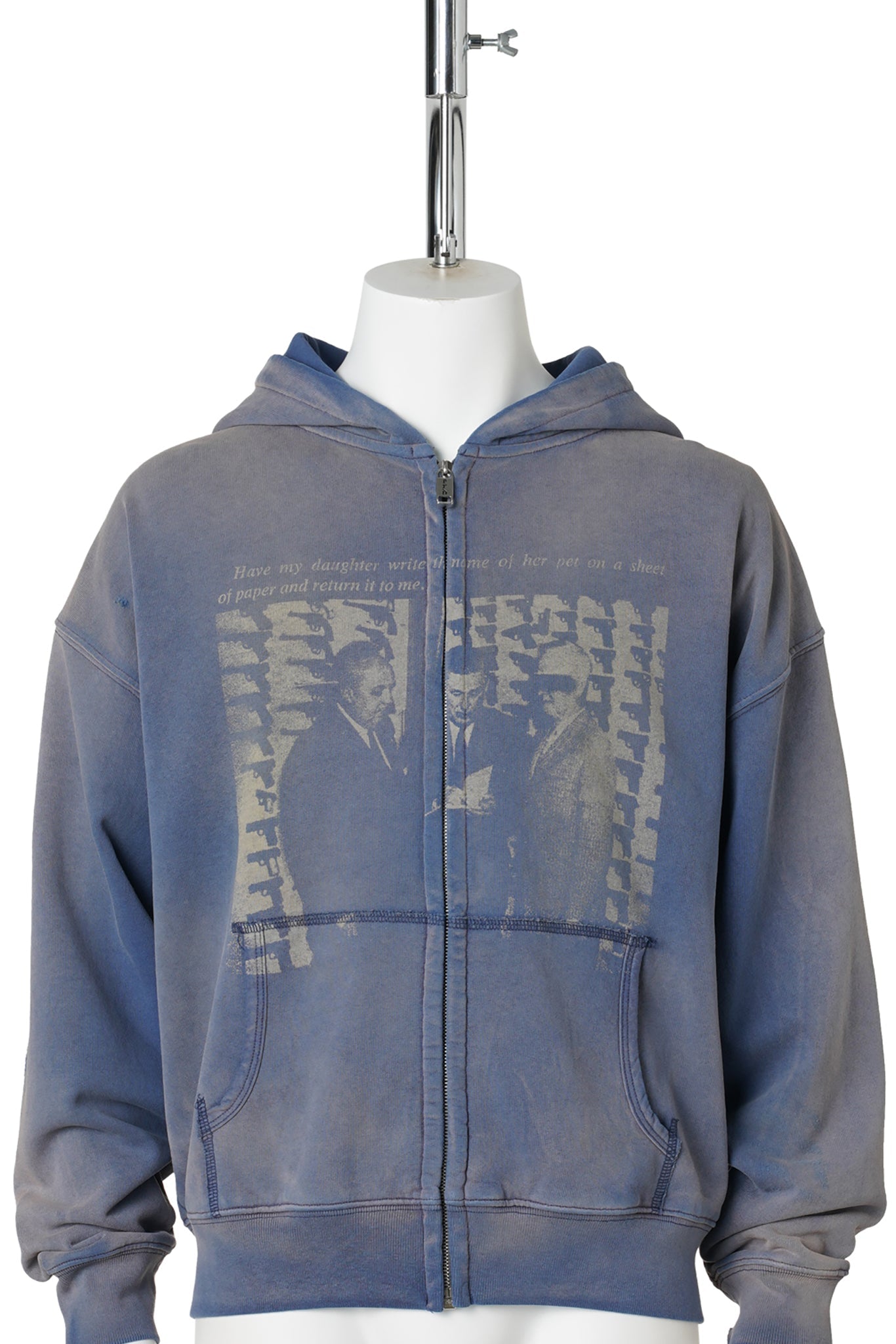 DAUGHTER'S PET ZIP UP HOODIE / WASHED BLUE