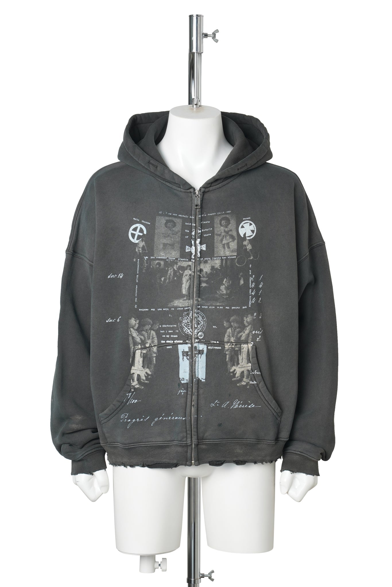 DJAGILEV'S GRAVE ZIP UP HOODIE / WASHED BLACK
