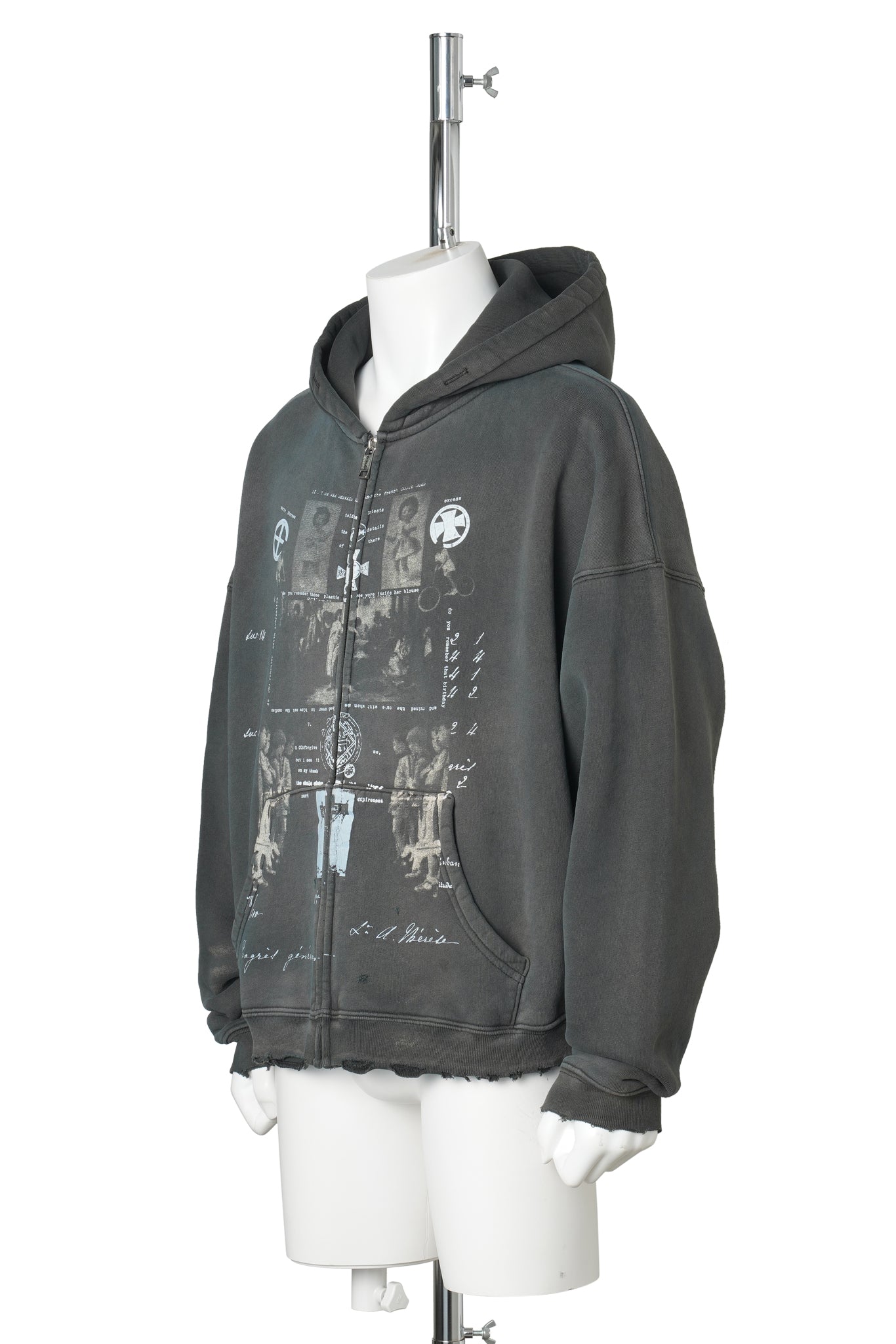 DJAGILEV'S GRAVE ZIP UP HOODIE / WASHED BLACK