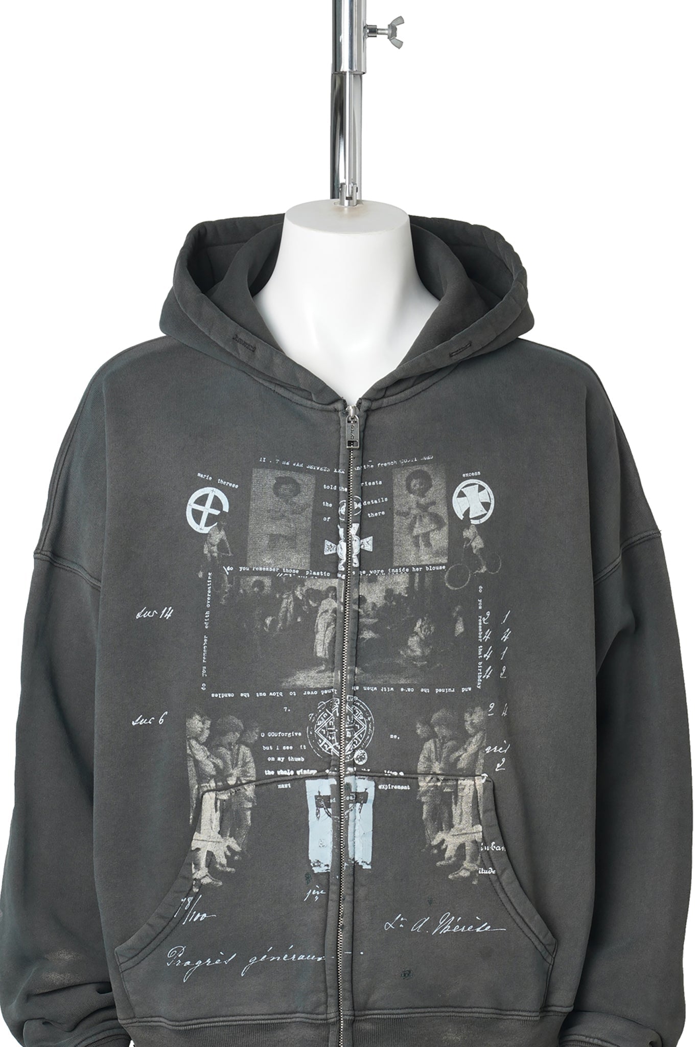 DJAGILEV'S GRAVE ZIP UP HOODIE / WASHED BLACK