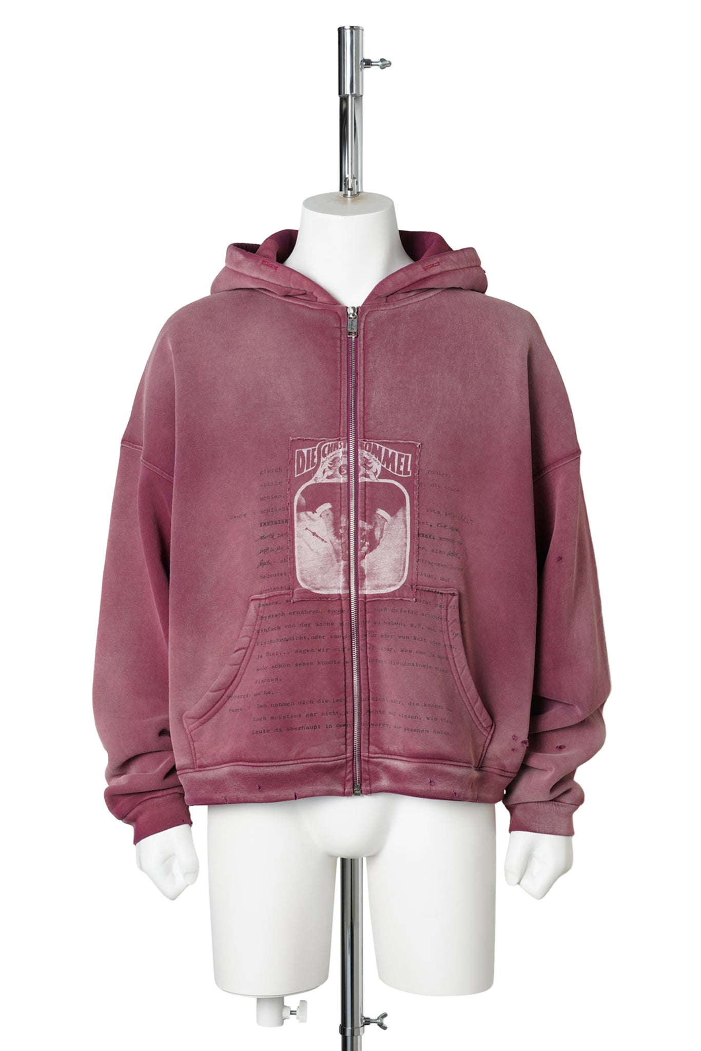 ROCK / PAPER / SCISSORS II ASSEMBLAGE ZIP HOODIE / MAROON