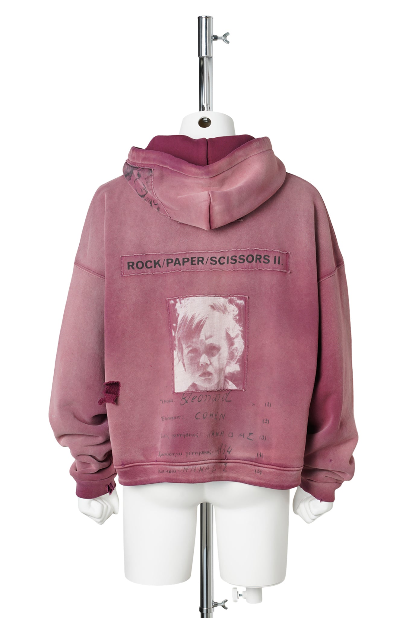 ROCK / PAPER / SCISSORS II ASSEMBLAGE ZIP HOODIE / MAROON