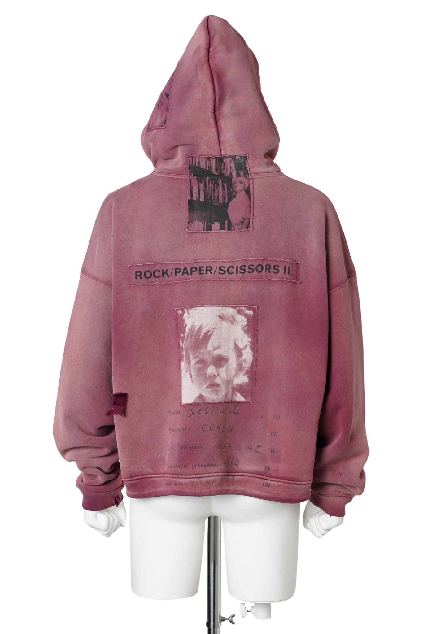 ROCK / PAPER / SCISSORS II ASSEMBLAGE ZIP HOODIE / MAROON
