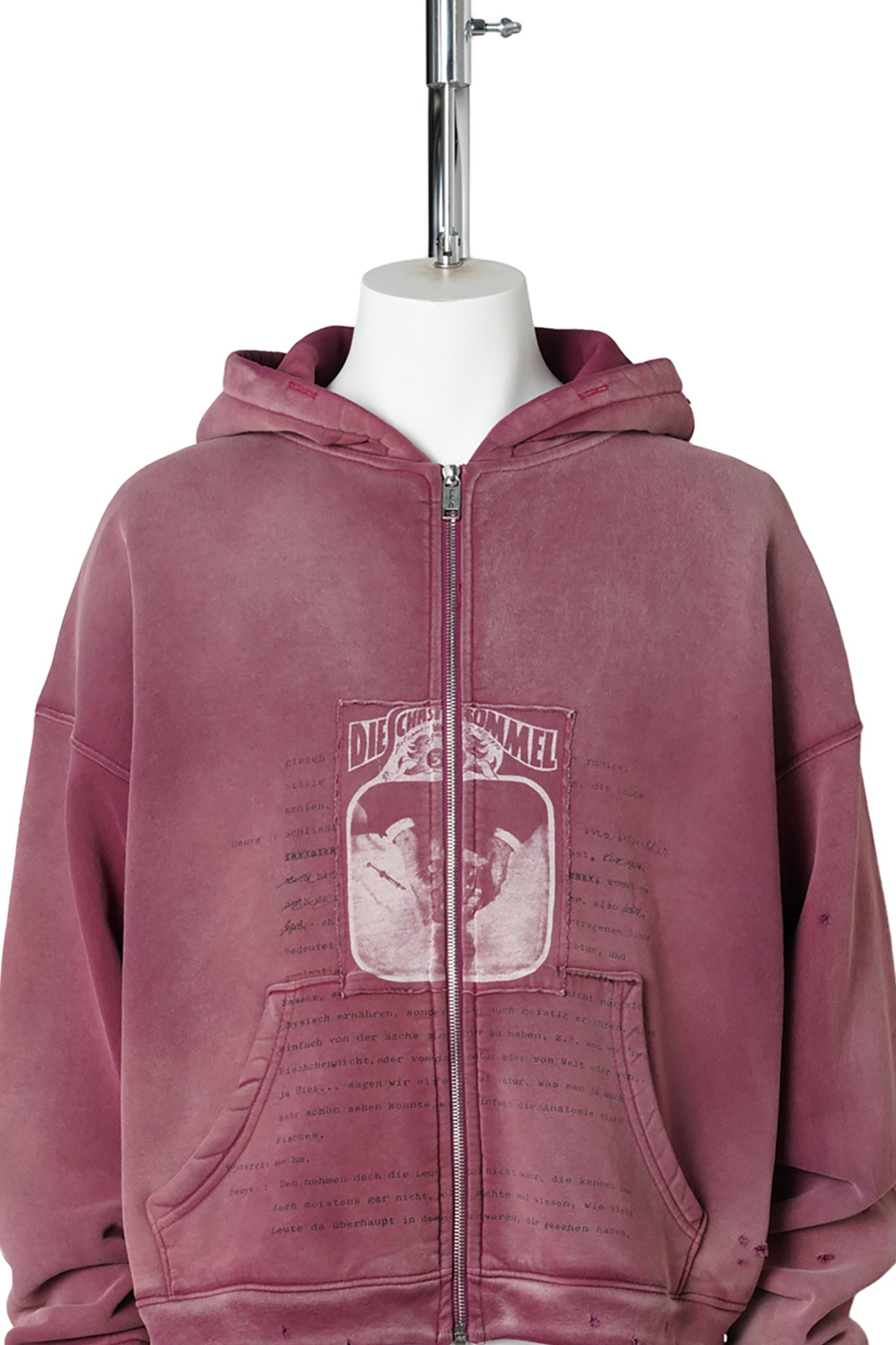ROCK / PAPER / SCISSORS II ASSEMBLAGE ZIP HOODIE / MAROON