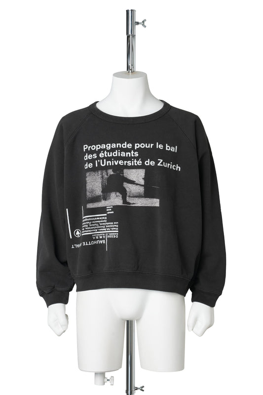 L'UNIVERSITÉ DE ZURICH RAGLAN CREWNECK / FADED BLACK