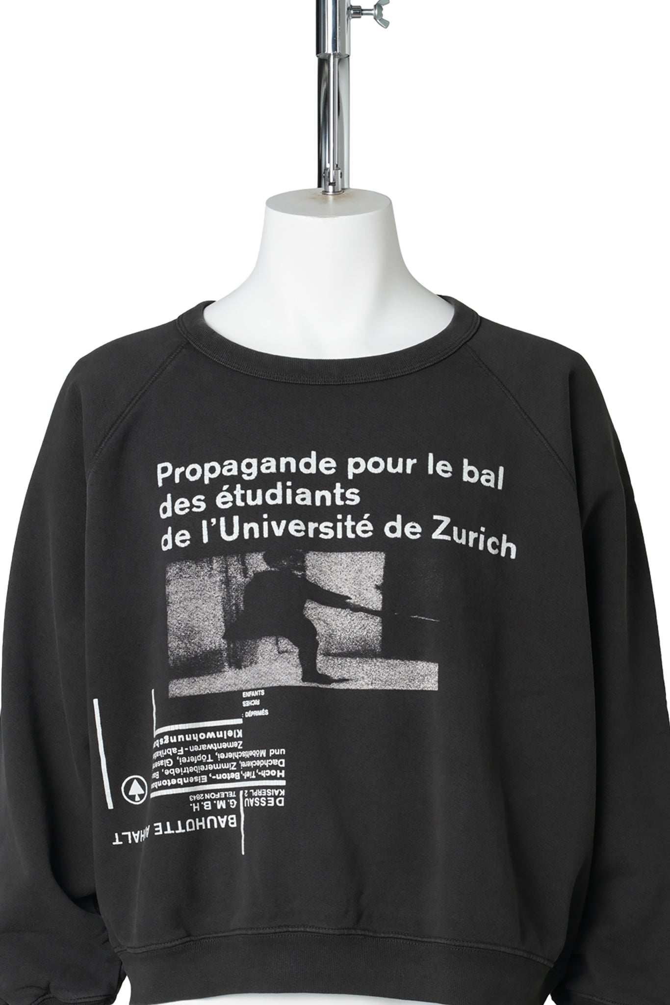 L'UNIVERSITÉ DE ZURICH RAGLAN CREWNECK / FADED BLACK