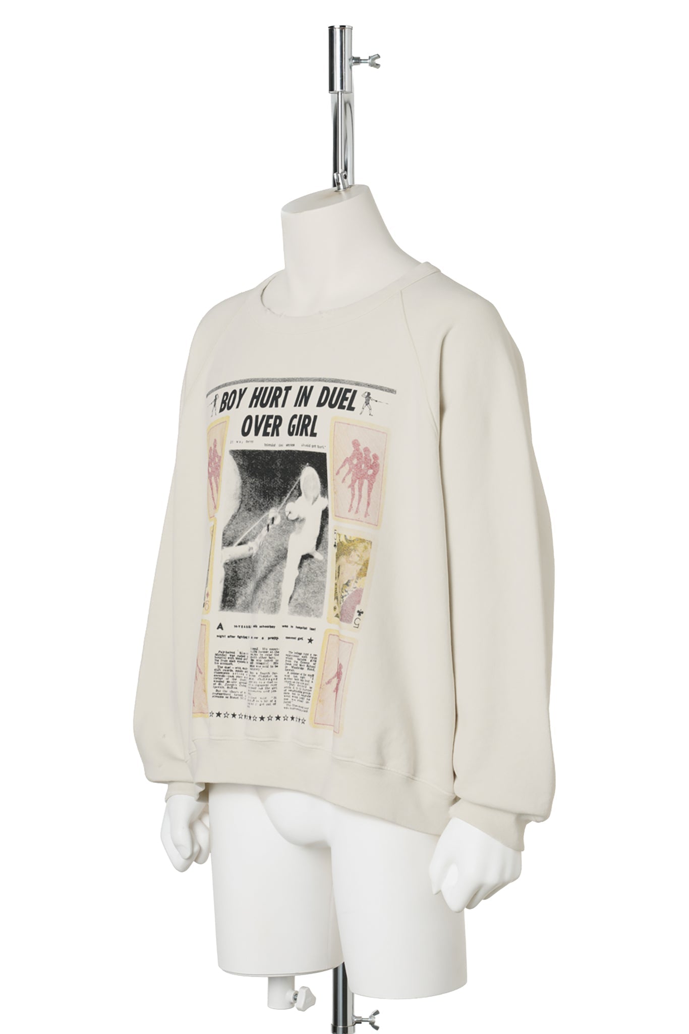 BOY HURT IN DUEL RAGLAN CREWNECK / WORN WHITE