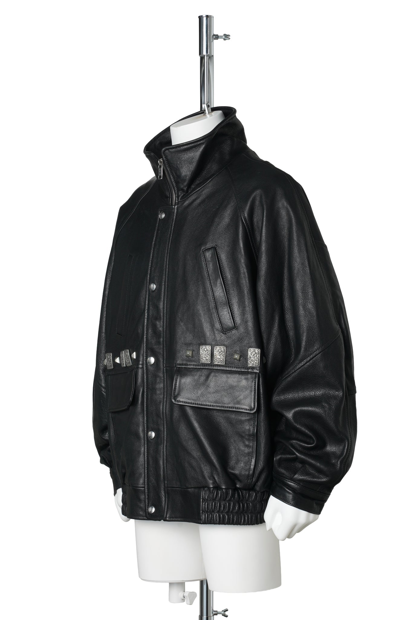 PRINCE PHILLIP'S CHILDHOOD STUDDED LEATHER JACKET / BLACK