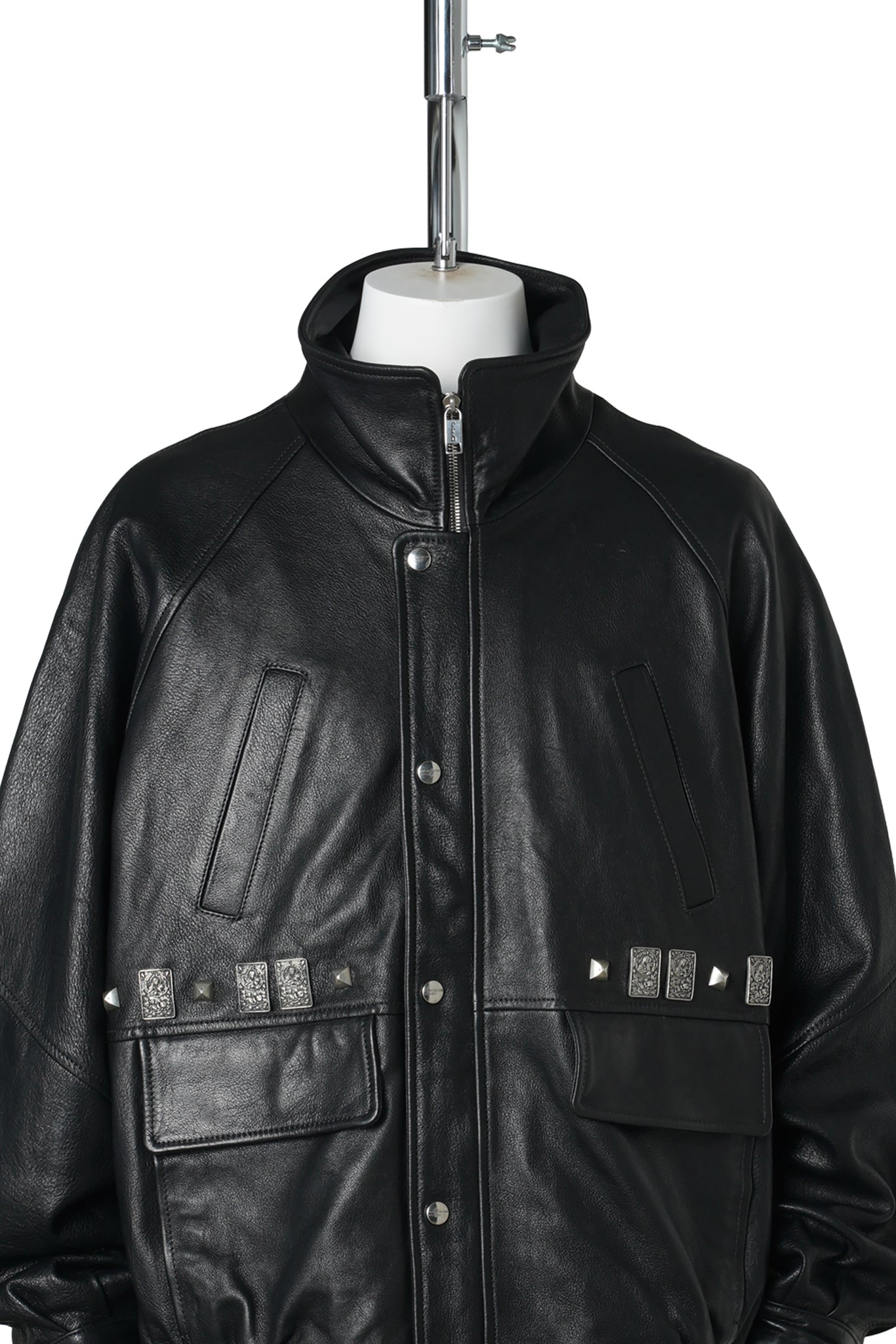 PRINCE PHILLIP'S CHILDHOOD STUDDED LEATHER JACKET / BLACK