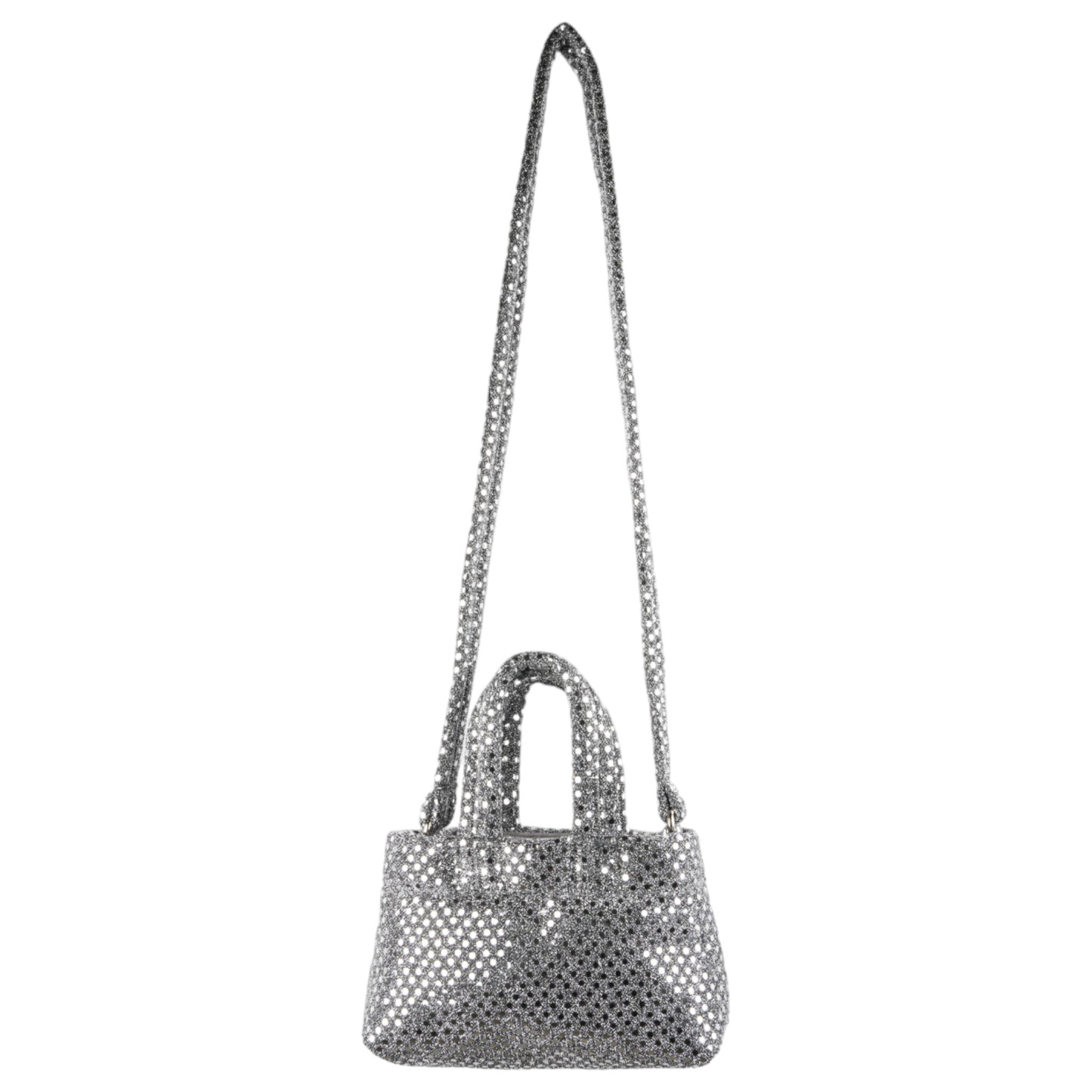 UNISEX MINI SEQUINS PUFFER BAG WOVEN / CHECKER