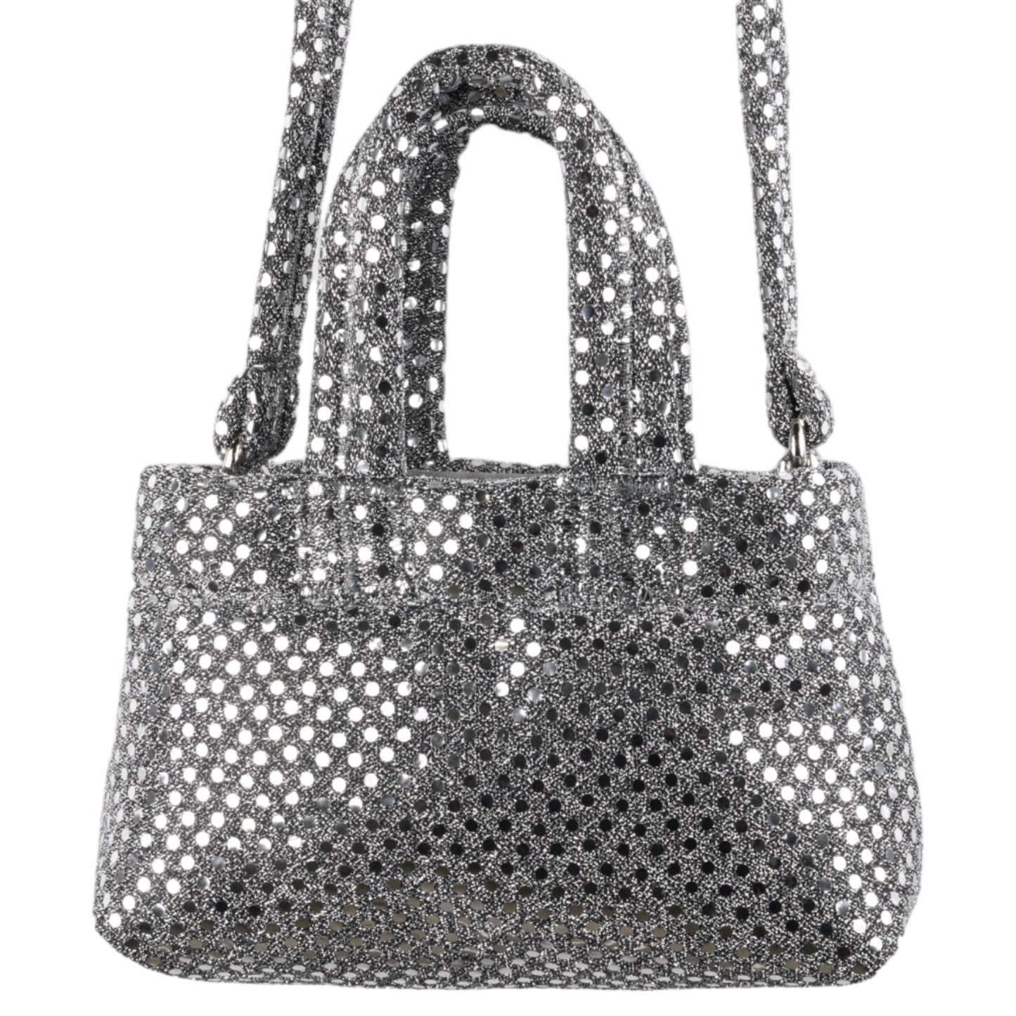 UNISEX MINI SEQUINS PUFFER BAG WOVEN / CHECKER