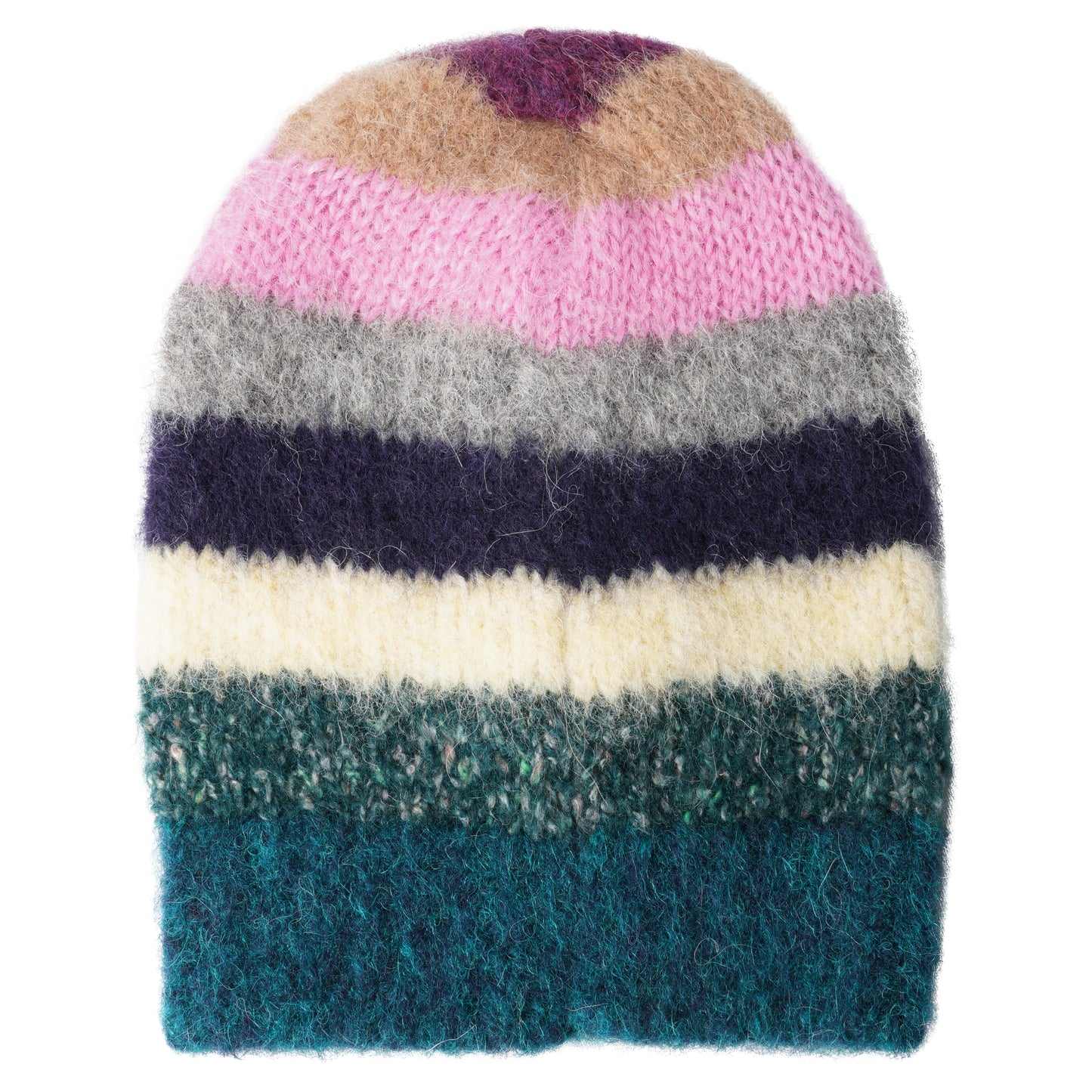 UNISEX STRIPED ALPACA MOHAIR BEANIE KNIT / MULTI