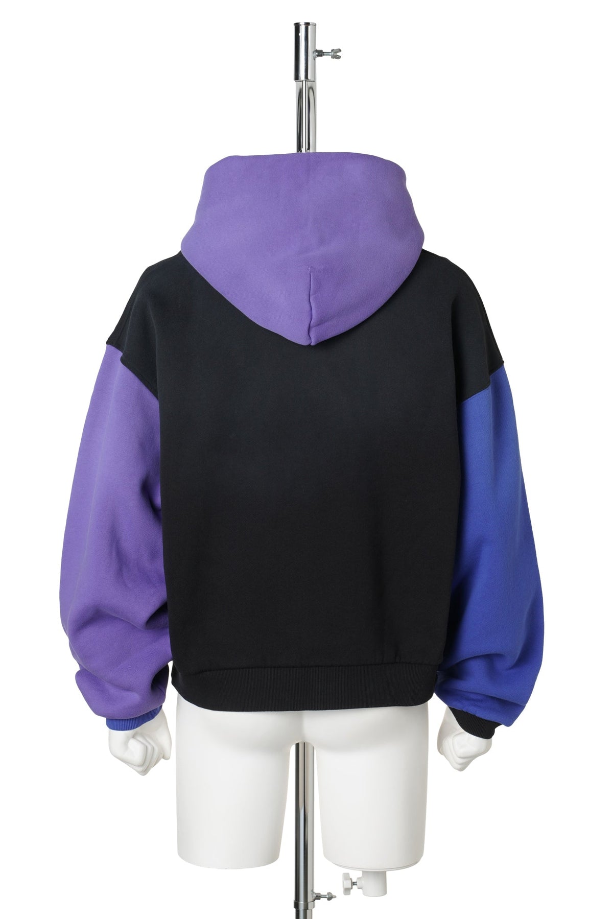 UNISEX COLOR BLOCK HOODIE / BLACK/PURPLE