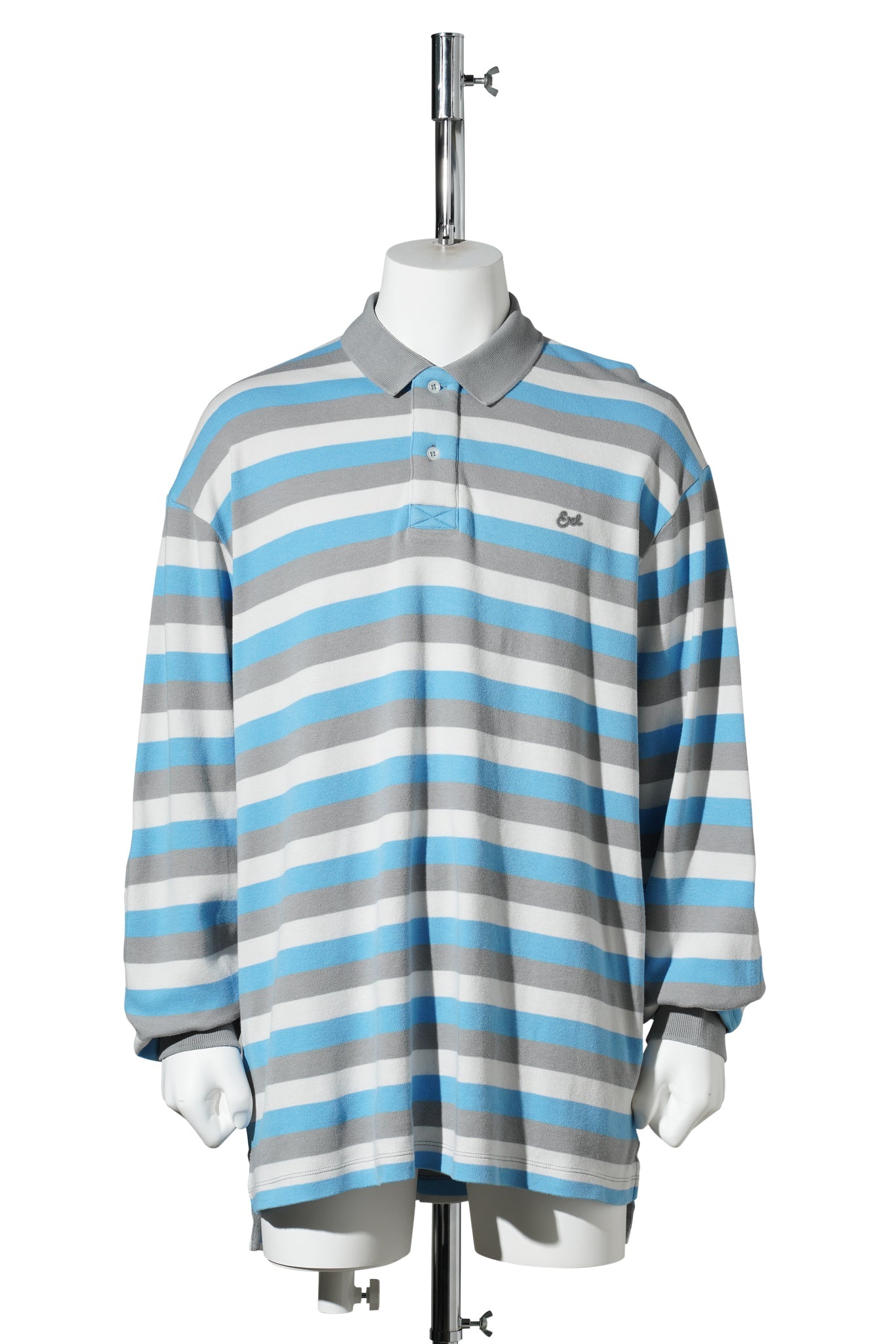 UNISEX STRIPED LONG SLEEVE POLO KNIT / STRIPE 2
