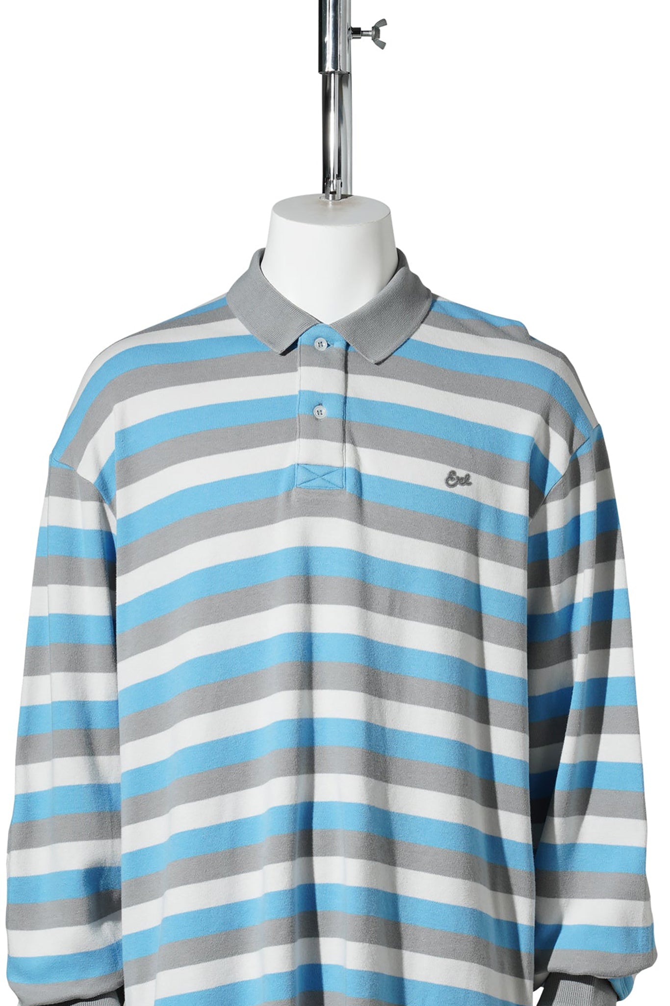 UNISEX STRIPED LONG SLEEVE POLO KNIT / STRIPE 2
