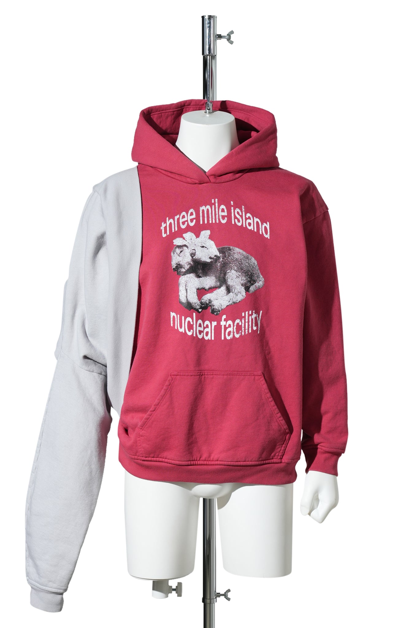 “BURNT” GRAFT HOODIE / RED GREY