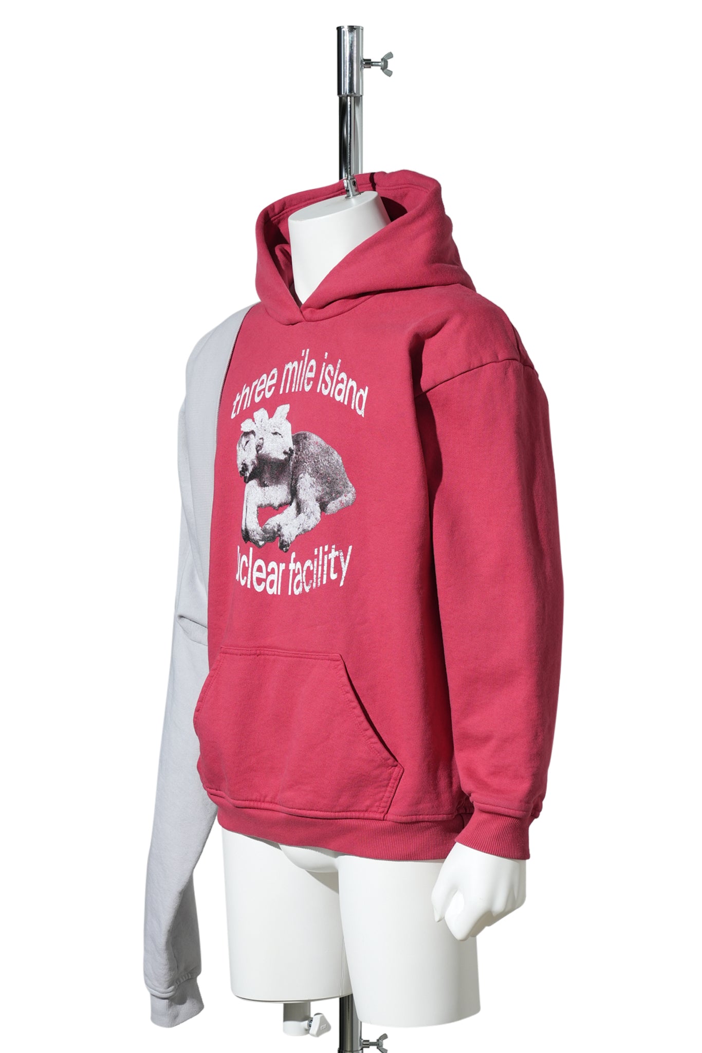 “BURNT” GRAFT HOODIE / RED GREY