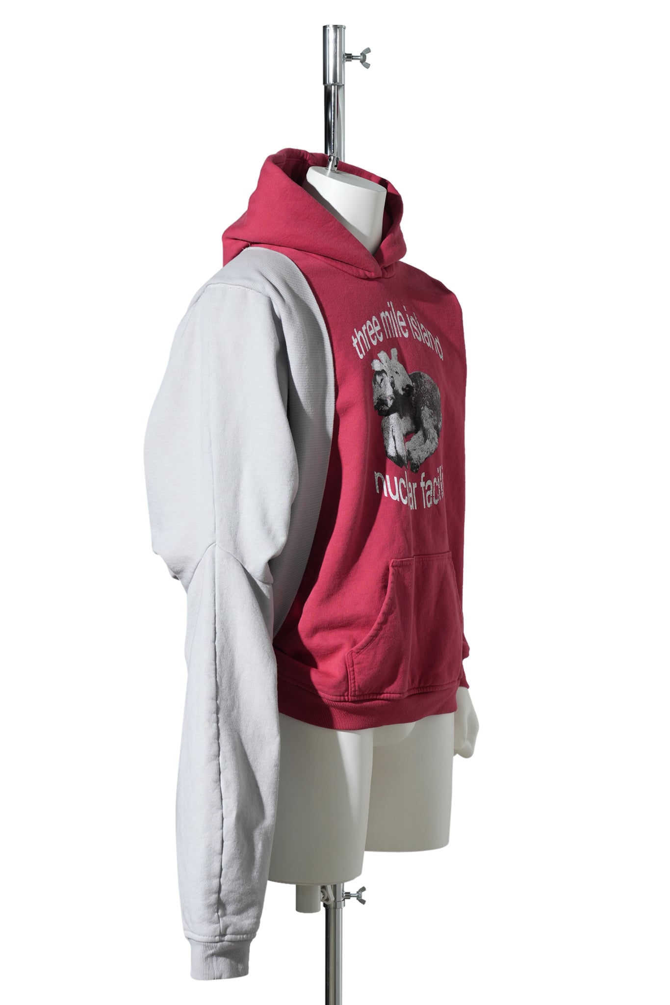 “BURNT” GRAFT HOODIE / RED GREY