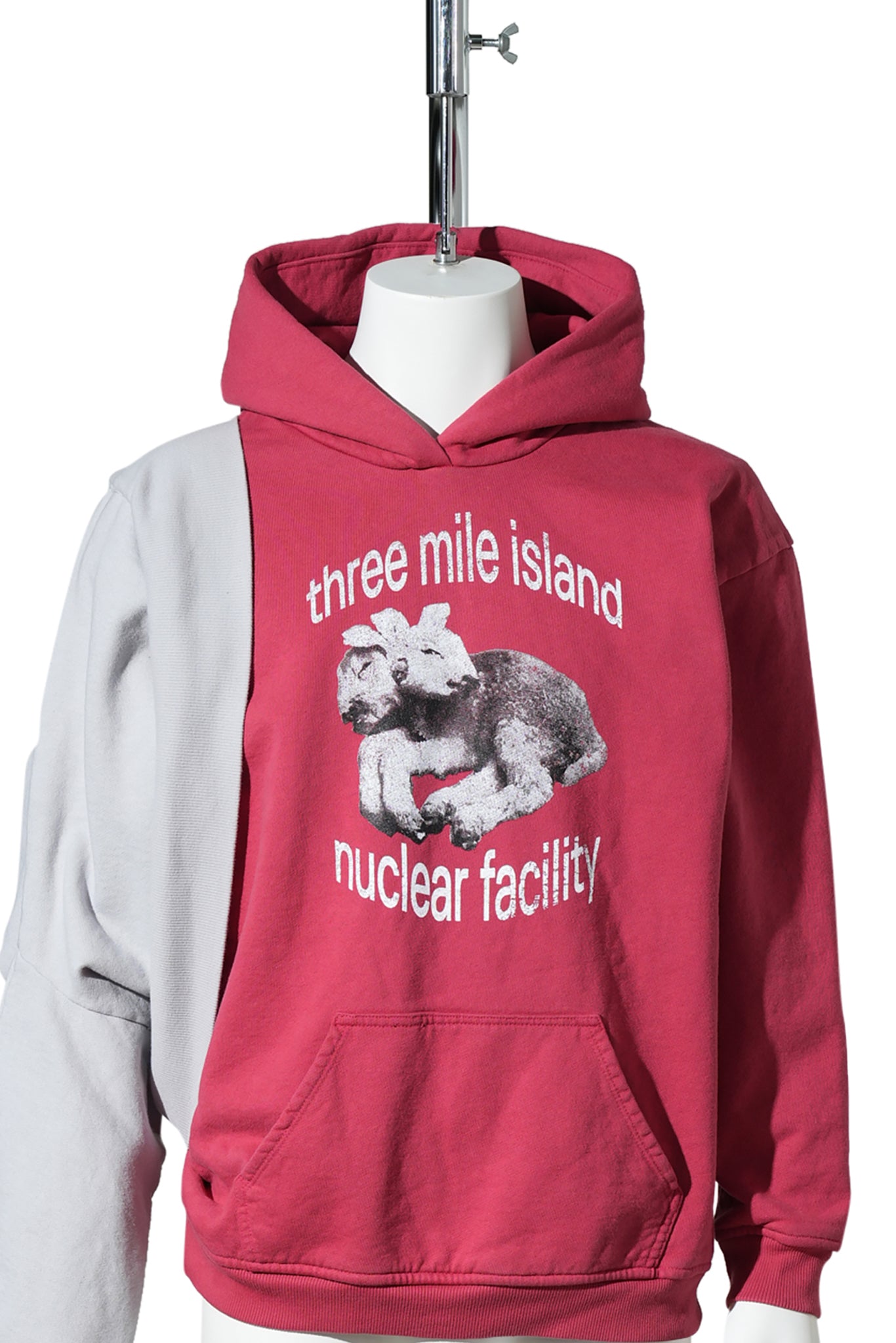 “BURNT” GRAFT HOODIE / RED GREY