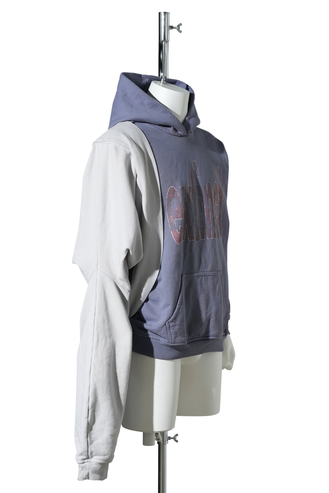 “BLEACHED” GRAFT HOODIE / BLUE GREY
