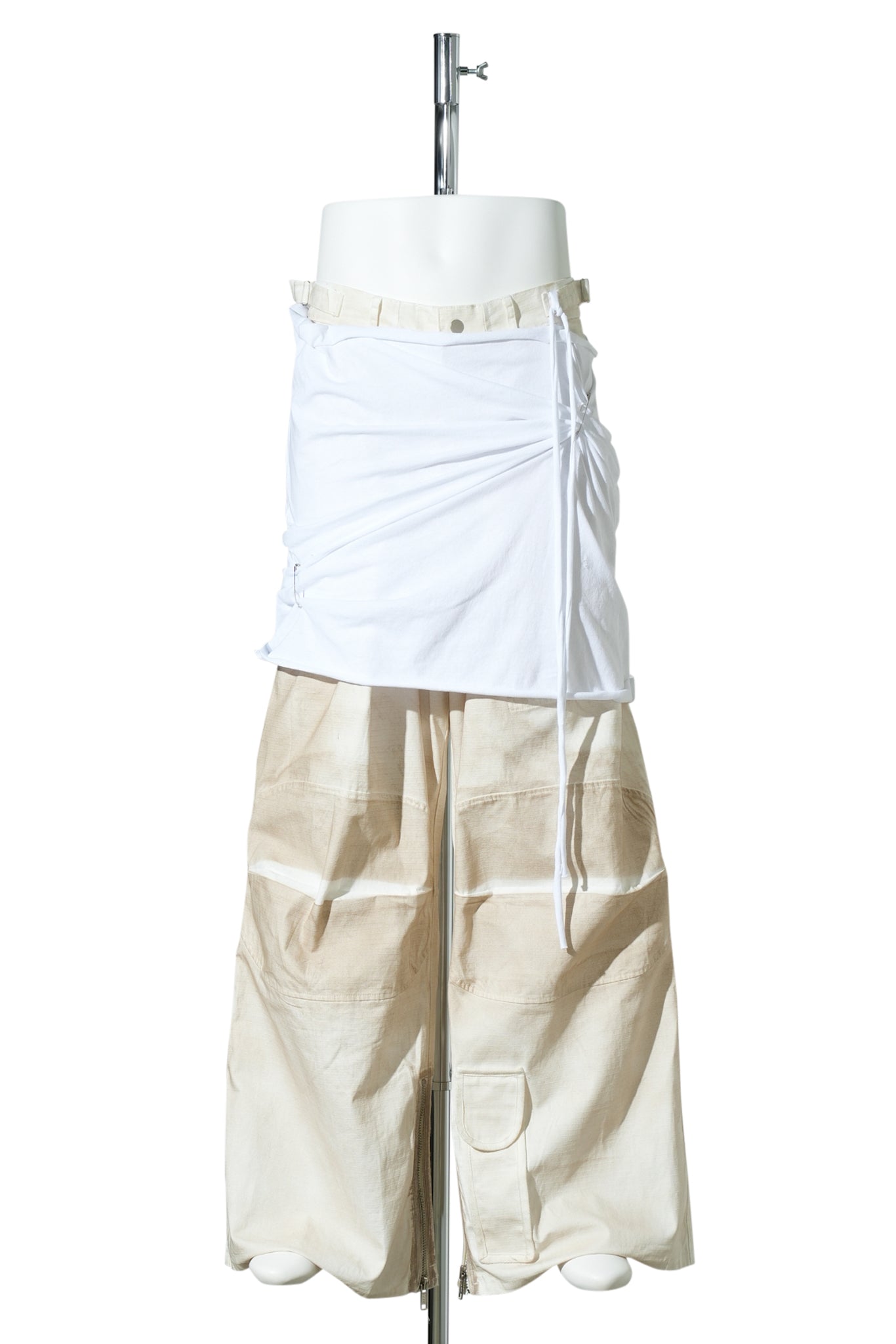 “DRAGGED” GRAFT PANTS / BEIGE WHITE
