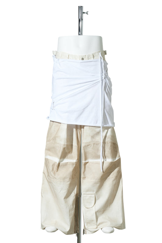 “DRAGGED” GRAFT PANTS / BEIGE WHITE