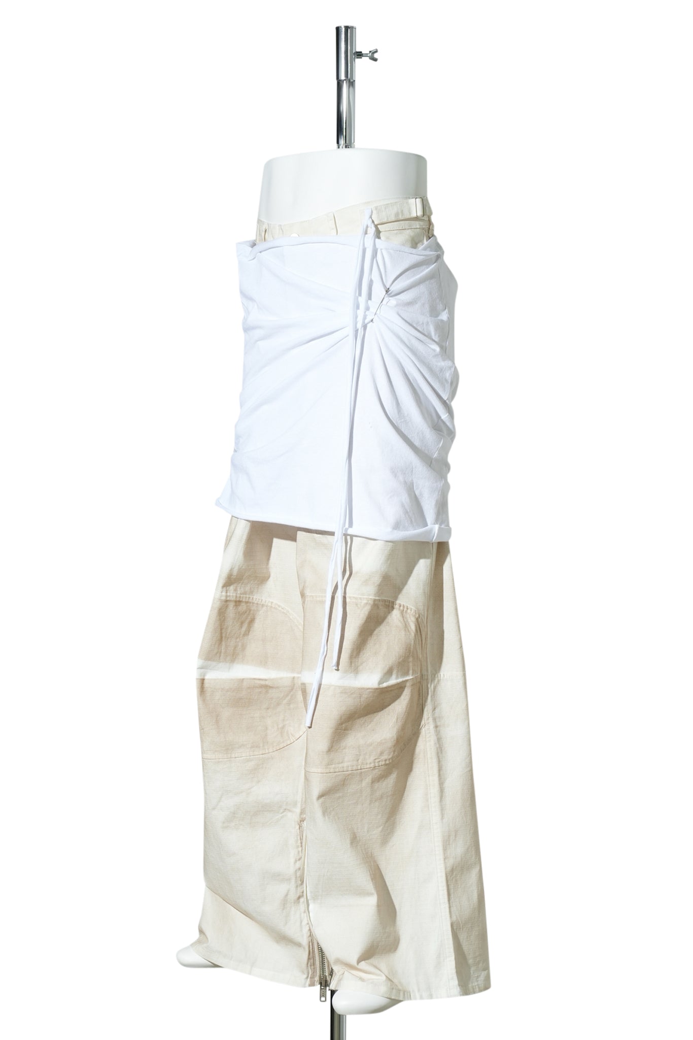 “DRAGGED” GRAFT PANTS / BEIGE WHITE