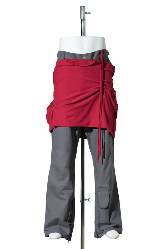 “UNABLE” GRAFT PANTS / GREY RED