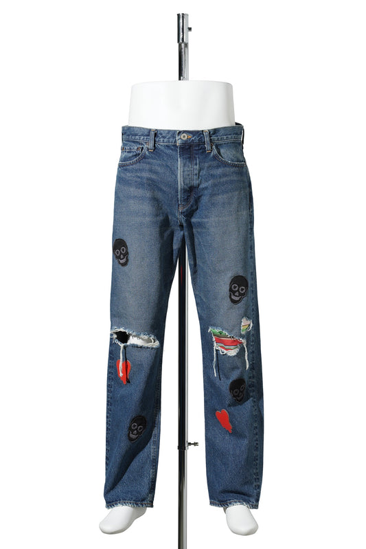EU PATCH DENIM PANTS / BLUE